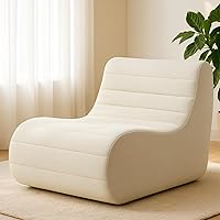 Vista 8 de Silla de Puf, Bolsas de Puf junto al Fuego, Sofá Perezoso Grande, Sillón de Puf de Espuma Viscoelástica para Dormitorio, Sala de Estar, Oficina