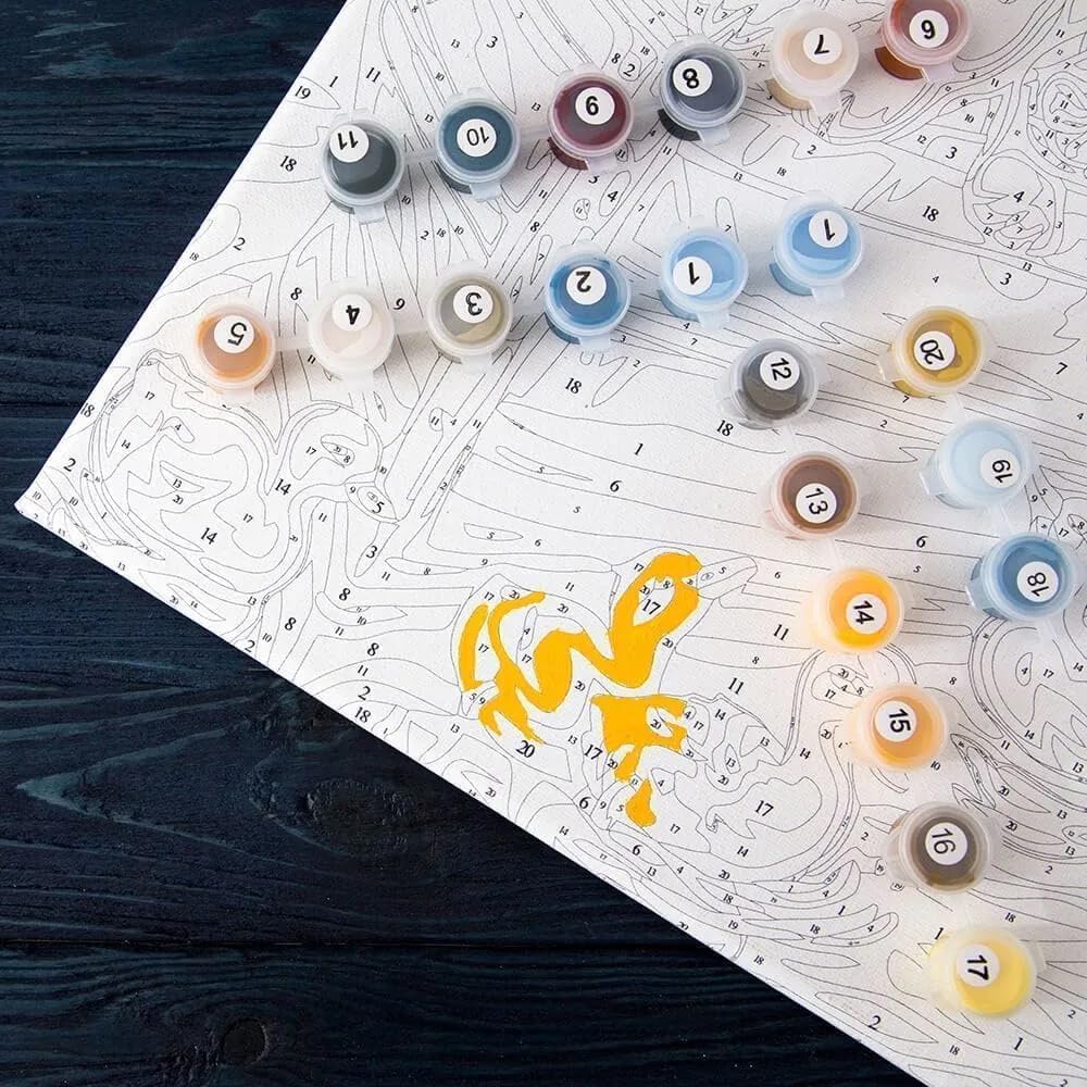 Figured'Art Dipingere con i Numeri - Paint by Numbers Colori Della Luna, Passatempo per Adulti, Kit Completo, Hobby Creativi - 40x50cm cornice in legno fai da te
