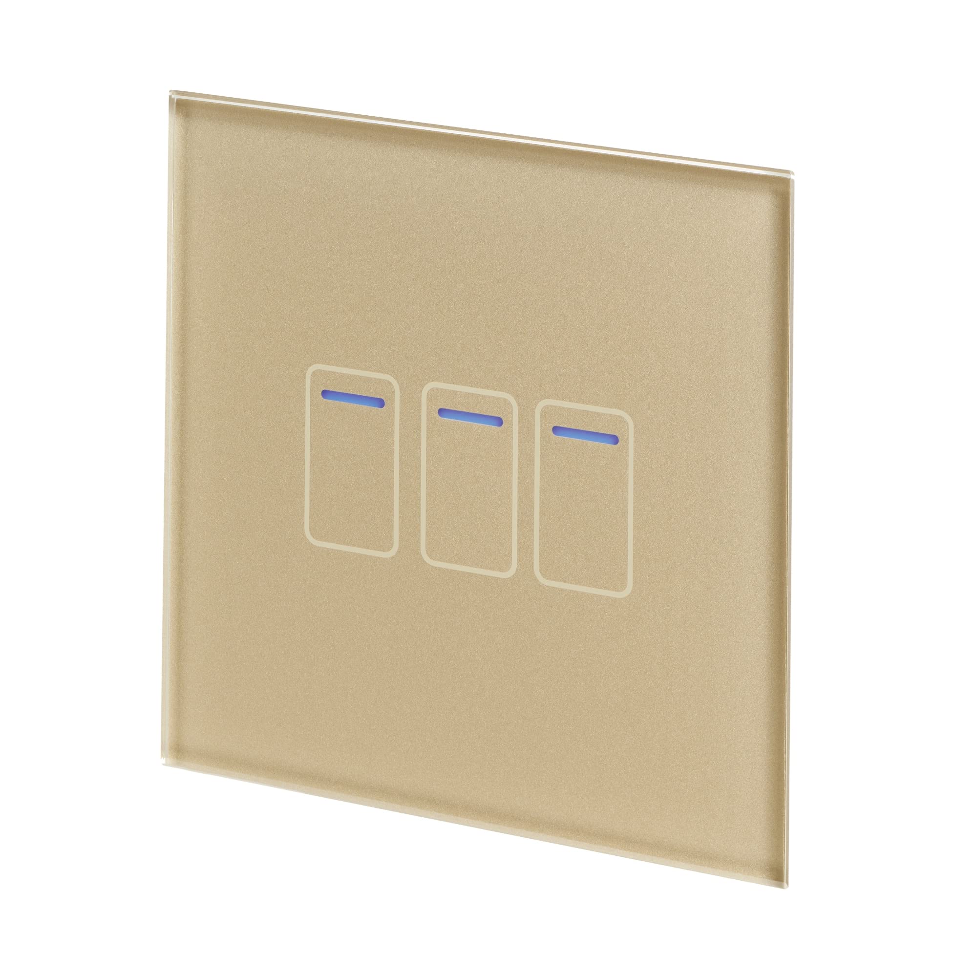 Retrotouch Crystal Touch Switch | LED Light Indicator | 3 Gang 1 Way 300W | Stylish Brass Glass Finish | Screwless Front | 35mm Back Box No-Neutral Required | Luxury Home & Bathroom Light Switches — image 1