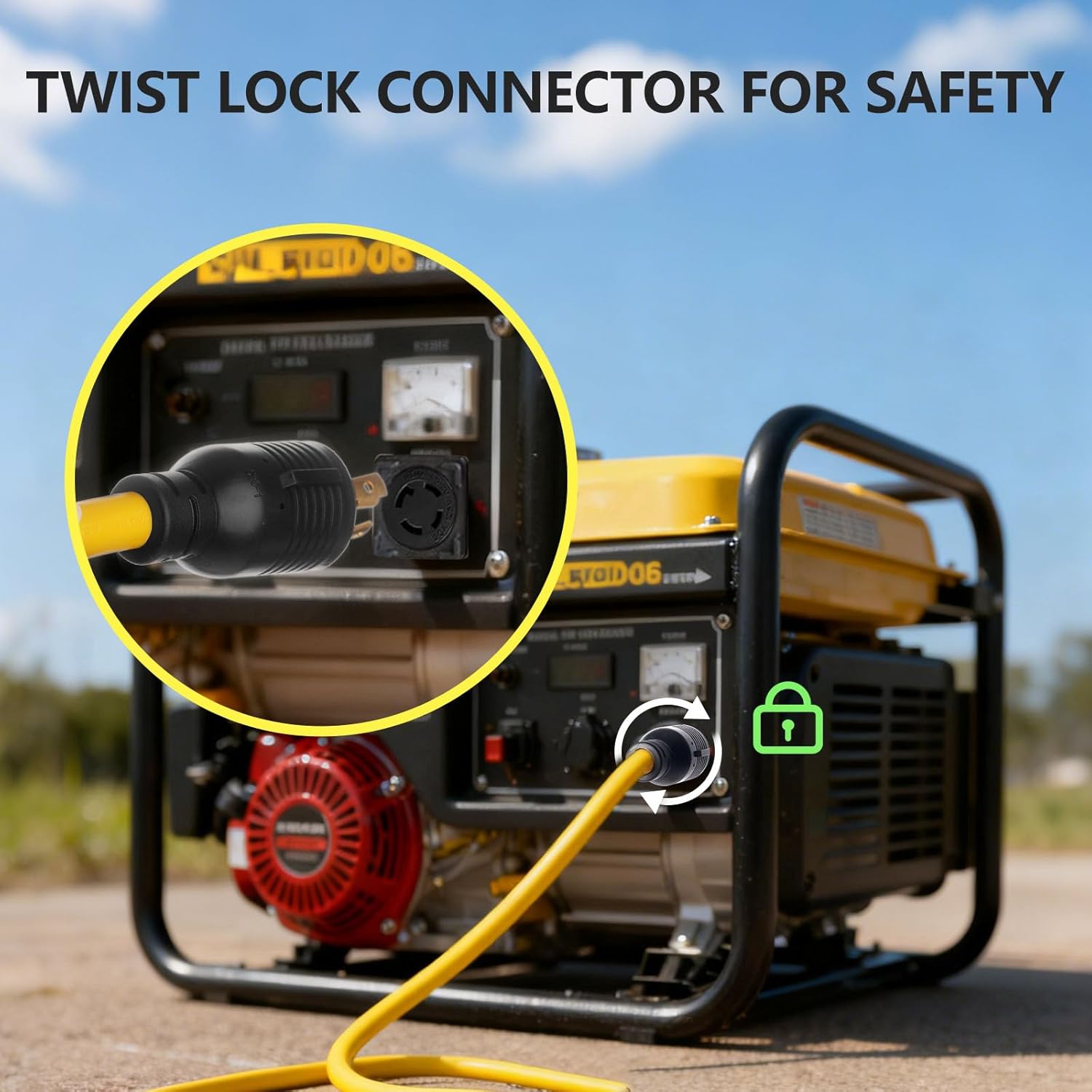 30 Amp to 20 Amp Adapter, 5FT 4 Prong Locking L14-30P to 3X 5-20R/5-15R Adapter with Circuit Breaker, 10/4 AWG Generator Cord 125/250V Max 7500 Watts, ETL Listed