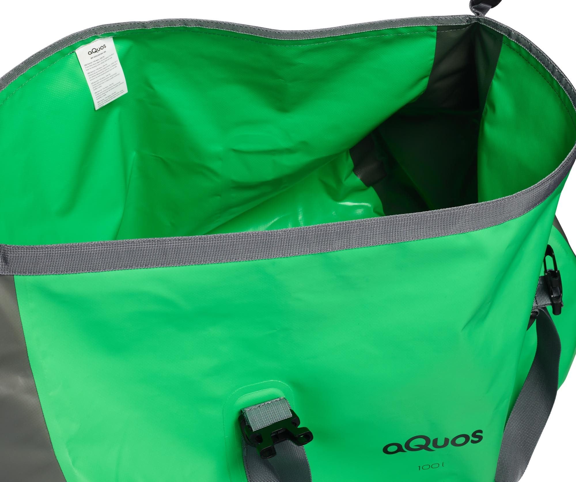 aQuos 100L wasserdichte Reisetasche – Dry Bag XXL aus LKW-Plane | Robuste Outdoor-Tasche mit Rucksackfunktion, Rollverschluss & Schultergurten (Grün)