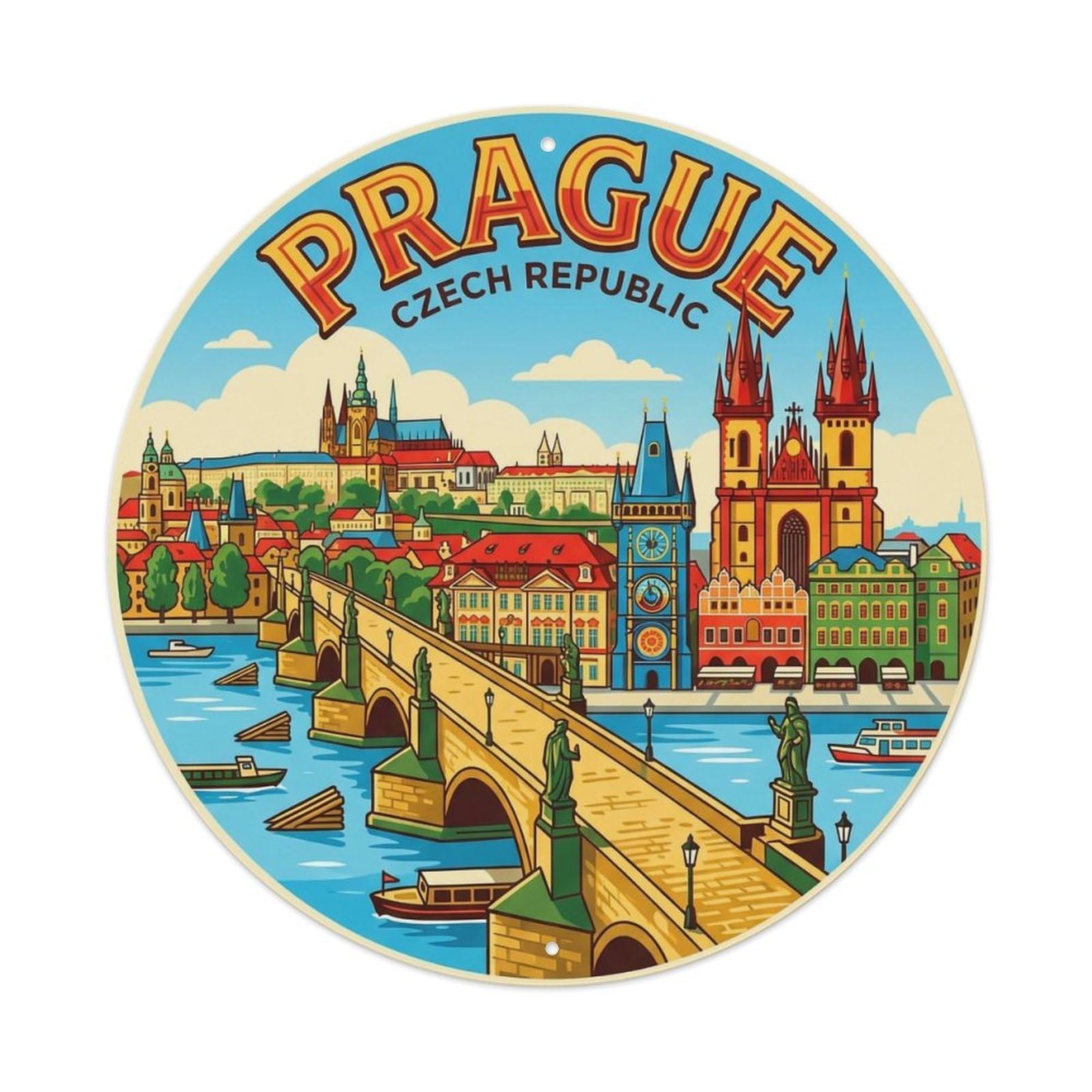 Vintage Travel Czech Prague 1 Metal Tin Sign