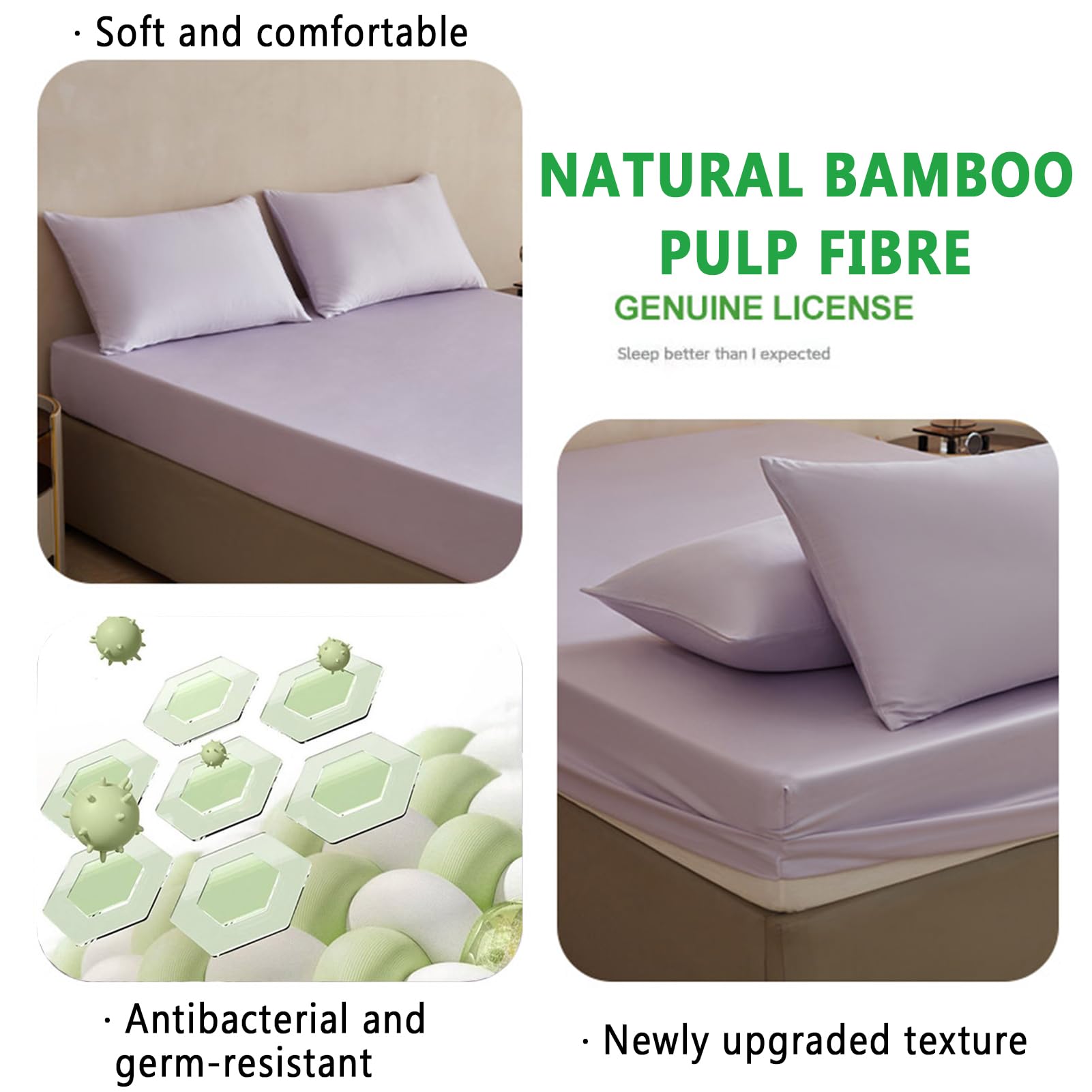 Protector de Colchón Bambú, Funda de Colchón, Funda Colchón Confortable y Antiácaros, Suave y Delicado, Transpirable, Antibacteriano, Hipoalergénico (Viola Chiaro,100 × 200 cm)