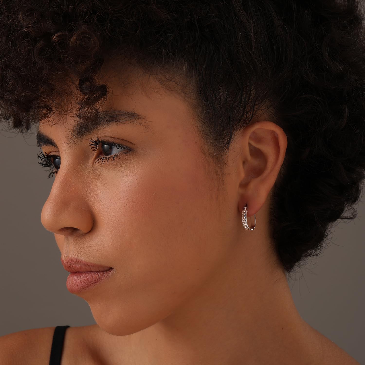 LeCalla 925 Sterling Silver Diamond Cut Hoop Earrings | Hypoallergenic Small Click-Top Jewelry | Handmade Hammered Textured Earring Hoops for Women