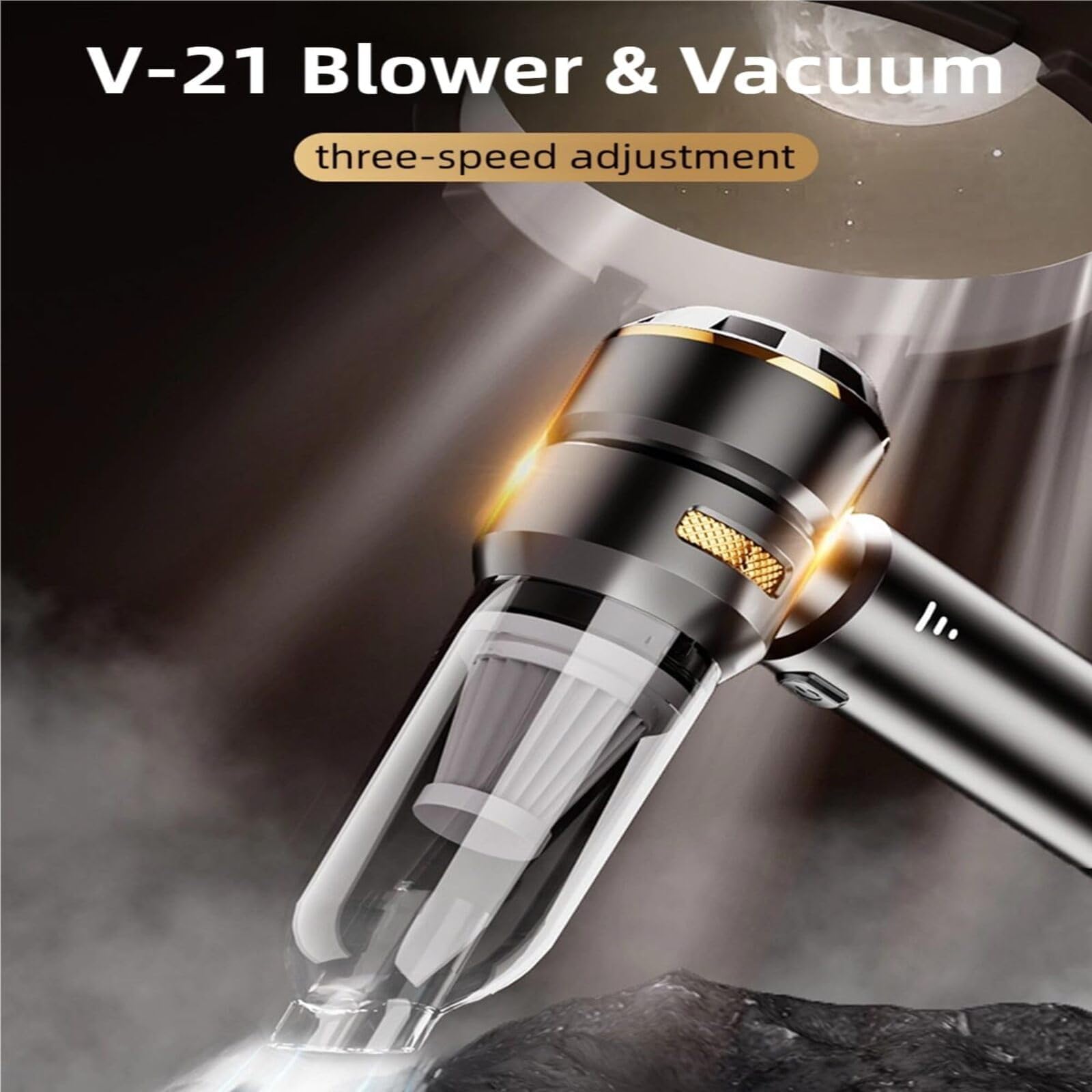 Flexups V-21 Blower & Vacuum, 3-in-1 Cordless Vacuum 22,000pa Suction, for Car & Home, Portable & Rechargeable (Gold)