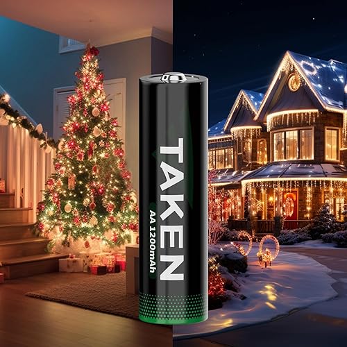 Miniatura 3 de Taken Baterías AA recargables de 1200 mAh precargadas NiMH 1.2 V, tamaño AA, baja autodescarga para luces solares Ourdooe, paquete de 4 unidades