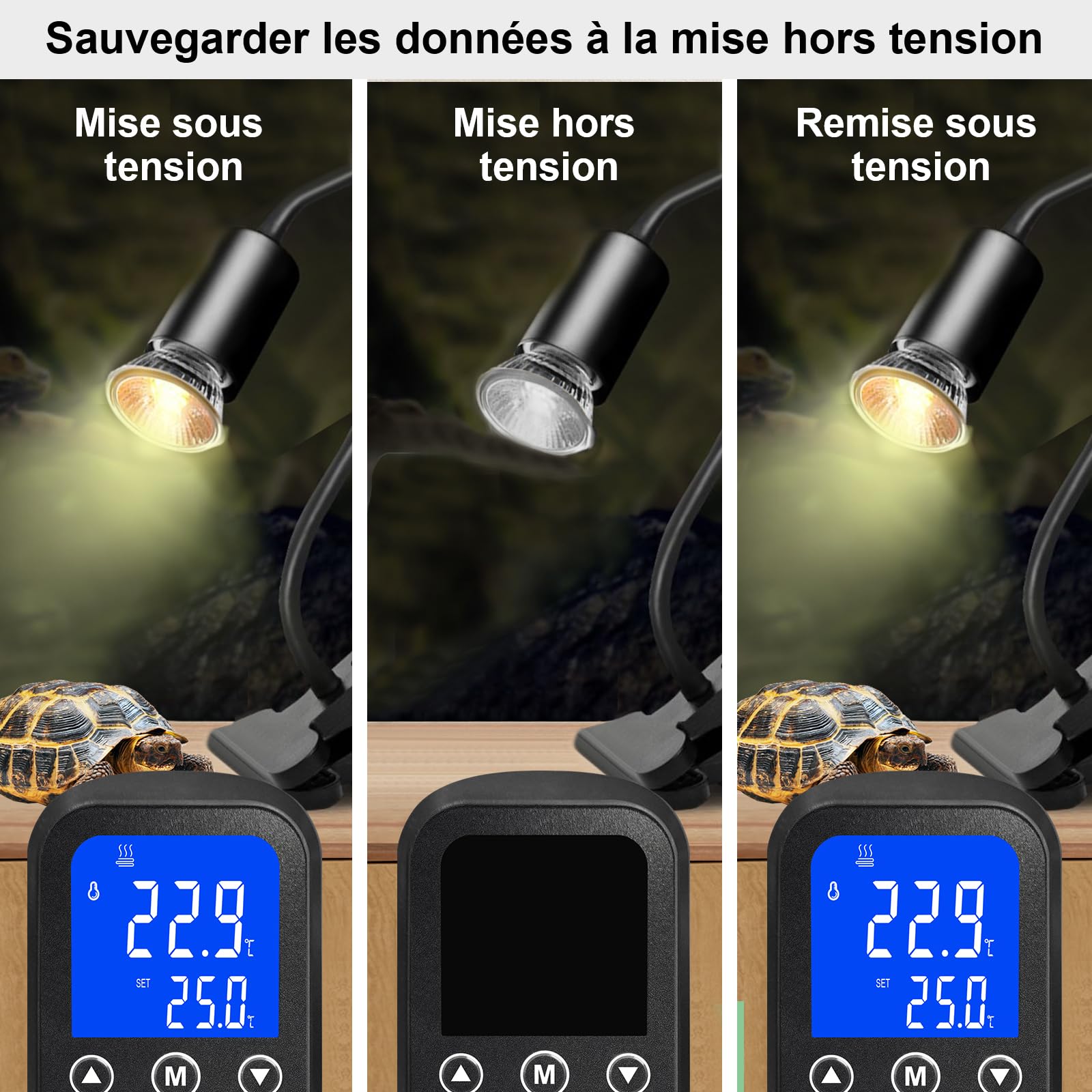 KETOTEK KT2100 Régulateur de température PID Prise Thermostat à Gradation | pour Chauffage pour terrariums, Reptiles, Aquariums, Tapis Chauffants pour Lampes chauffantes, 2A 460W, capteur étanche