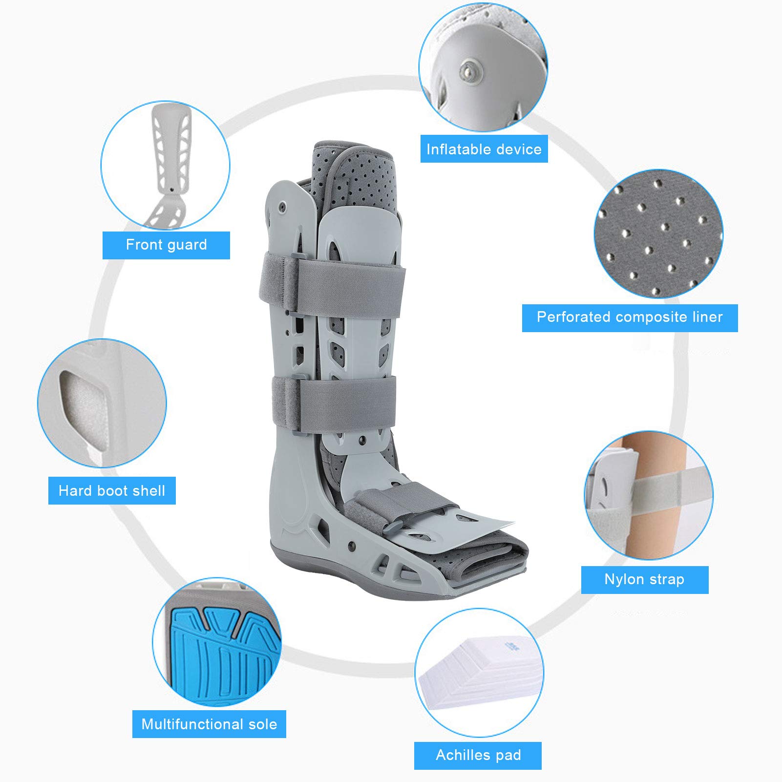 Férula Nocturna para Fascitis Plantar, estabilizador de pie con Doble Bolsa de Gas y absorción de Impactos de EVA para la recuperación del tendón de Aquiles del Dedo del pie Roto Corto (M)
