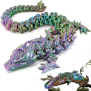 VYAOCJL 3D Printed Dragon, 3D Printed Rose Gem Dragon Action