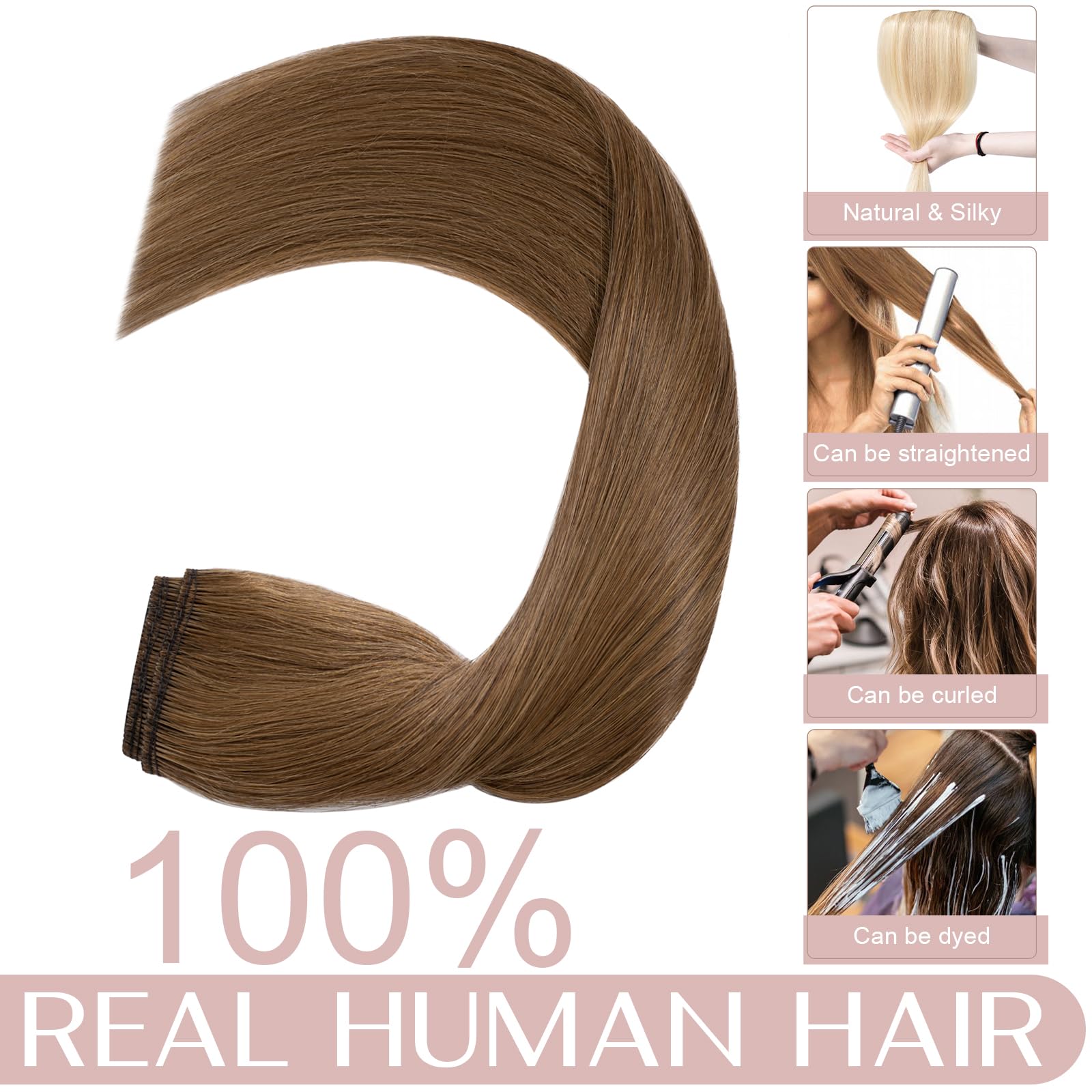 20 inches SEGO One Piece Hair Extensions Clip in Human Hair [#1B Natural Black] Real Remy Hairpieces for Women 3/4 Full Head Straight Invisible (50g) — view 90