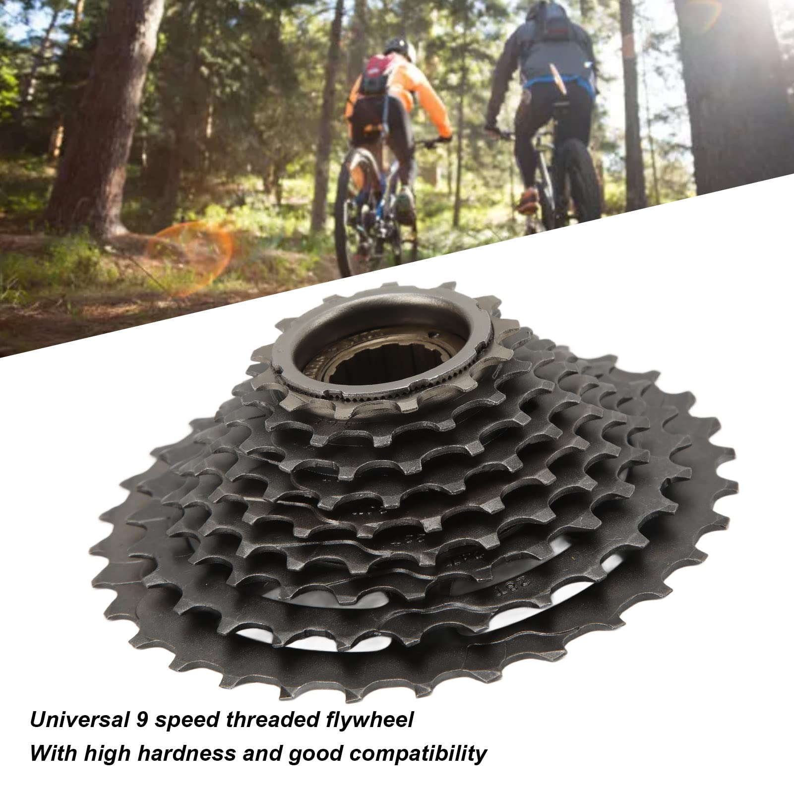 Roue Libre Filetée 9 Vitesses Tissting – 13-32T (13-14-16-18-20-22-24-28-32T), Acier Trempé, Compatible VTT/route/ville, Poids 640g