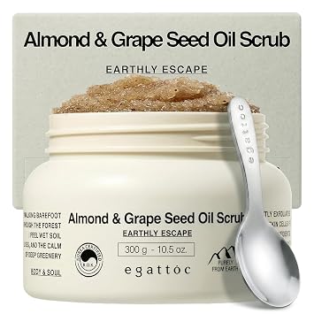 Exfoliating Body Scrub, Almond & Grape Seed Salt Scrub, 10.5oz