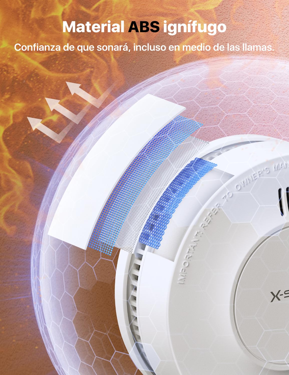 X-Sense Detector de Humo Mejorado batería de 10 años, Alarma de Incendio con Sensor fotoeléctrico, Alarma de Incendio certificada CE y TÜV Rheinland EN14604, SD19, 10 Piezas