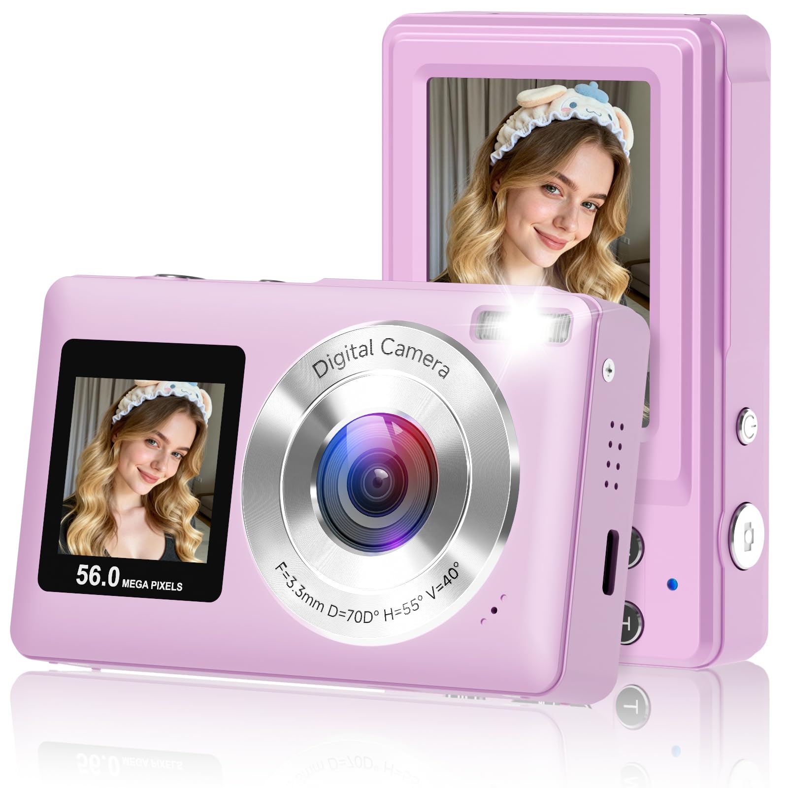 Digital Camera, 56MP Dual Screens Camera, 16X Zoom Point and Shoot Digital Camera with 32GB SD Card with Auto Focus, Portable Vlogging Small Cameras for Boys Girls Kids Teens Adults(Purple)-image-39