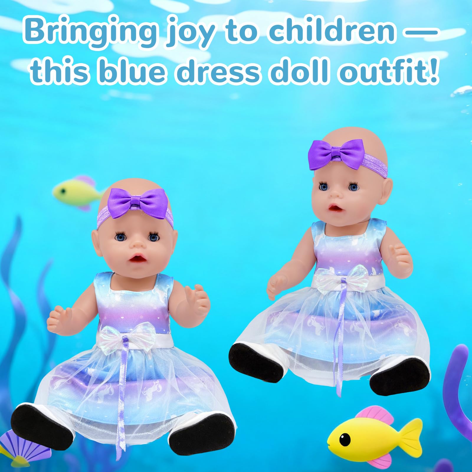 WanderGo Baby Doll Clothes for 35-43 cm Dolls, 5-Piece Outfit Including Dresses, Jackets, Shoes, Hairband - Image 3