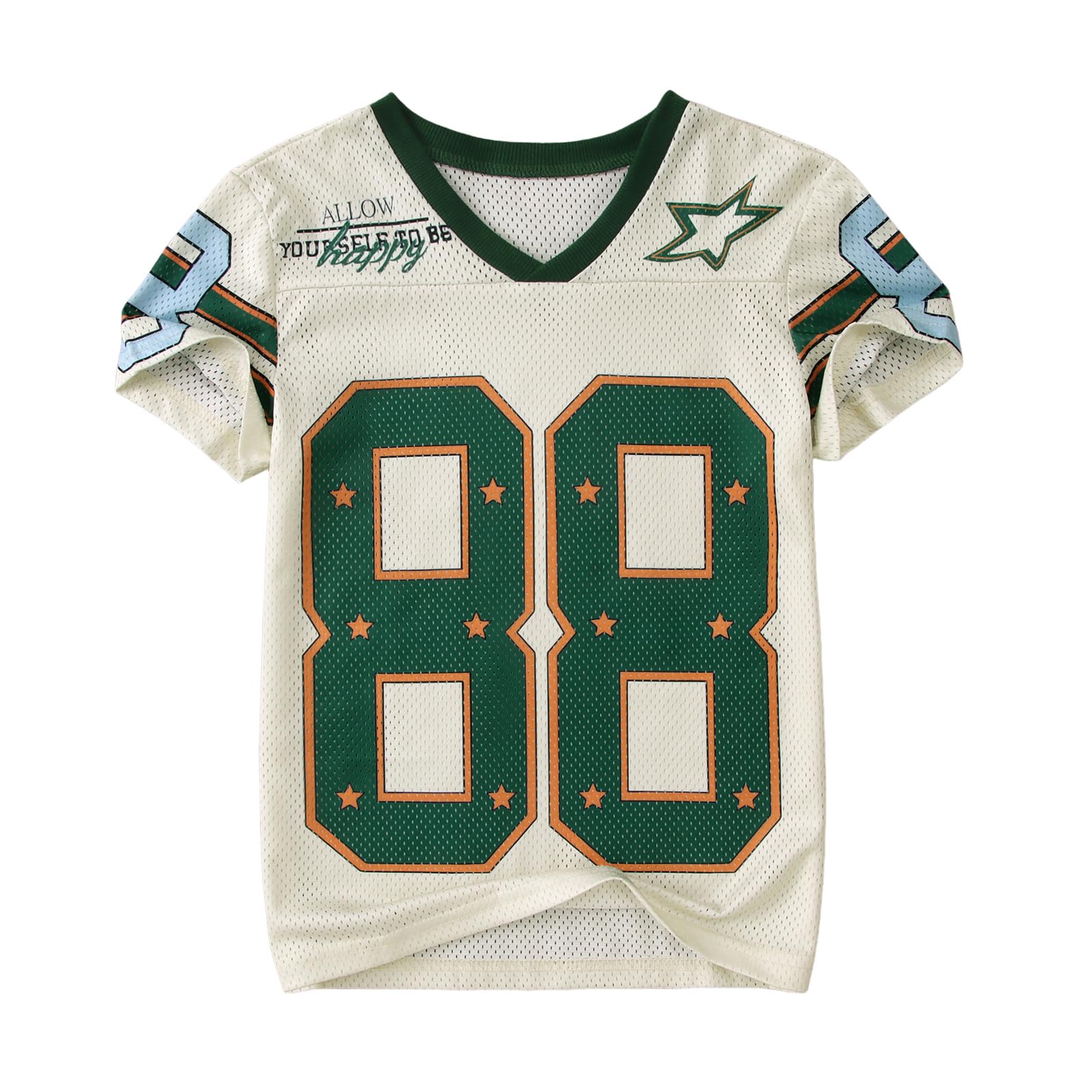 Blithestars Girls Boy Jersey Shirt Y2k Baggy Shirt 88 Graphic Tshirt V Neck Outfit Kids Oversized Short Sleeve Summer Tee Top