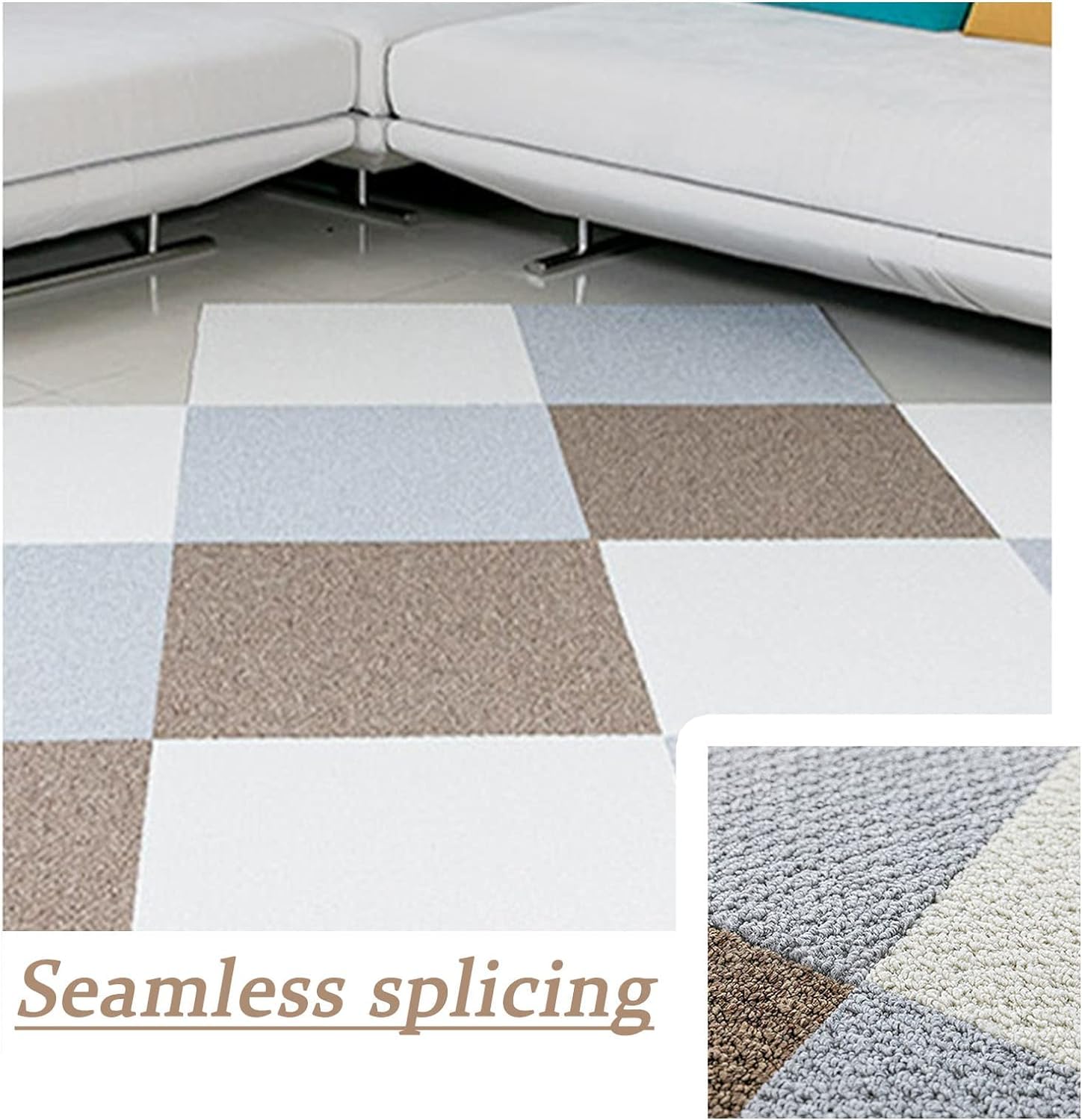 Dalles de moquette auto-adhésives 30 pièces 30x30cm dalle de moquette auto-adhésive d'intérieur, carré de tapis à décoller et à coller, tapis de sol d'épissure sans couture, facile à nettoyer(Grigio)