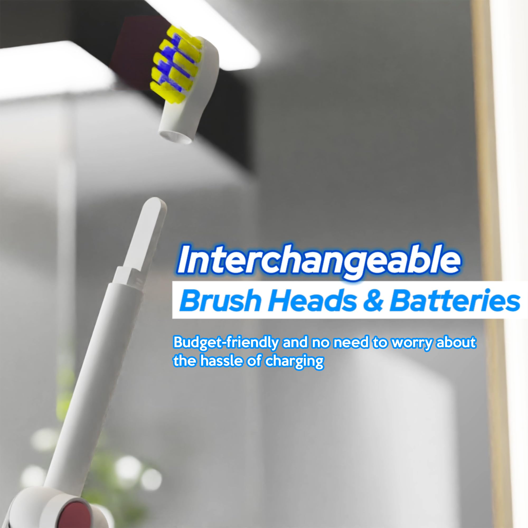 Brosse à dents électrique pliable de voyage Sonic avec fonction blanchissante | Brosse à dents électrique pour adultes | Brosses à dents de voyage (White)