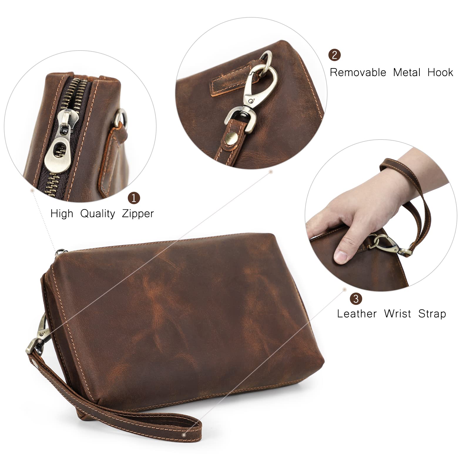 Sam's Design Mens Leather RFID Blocking Travel Clutch Passport Wallet 4
