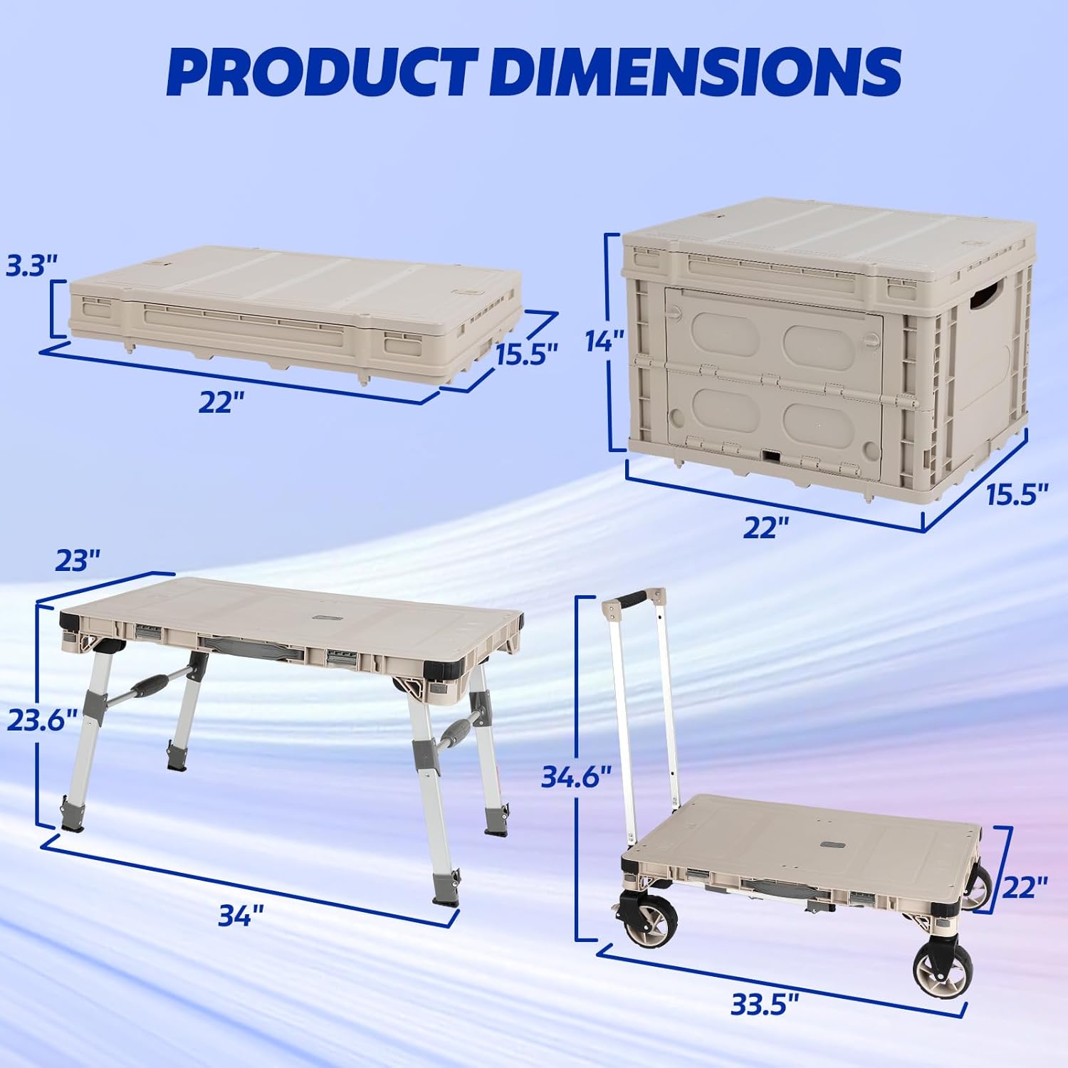 Foldable Camping Table Cart,3-in-1 Convertible Utility Wagon with 2 Lockable Storage Boxes, 360° Rotating Wheels & Adjustable Legs for Outdoor Camping, Travel & Hiking