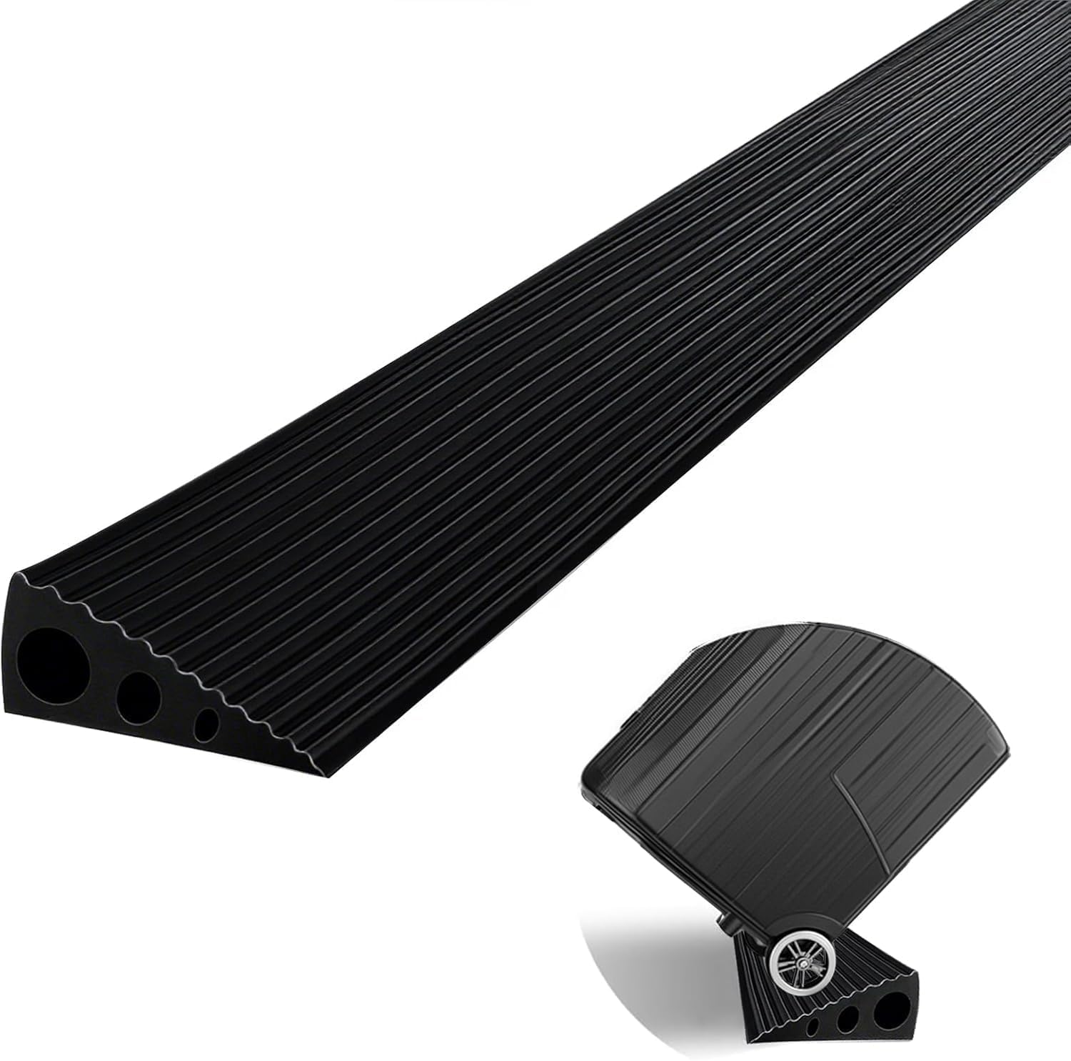 CUTIS Türschwellenrampe, 90x8x3 cm, PVC Rampe Saugroboter, Schwellenrampe, Geeignet für Saugroboter, Kinderwagen, Einkaufswagen, Rollatoren und E-Scooter, Rampe Türschwelle (Schwarz)