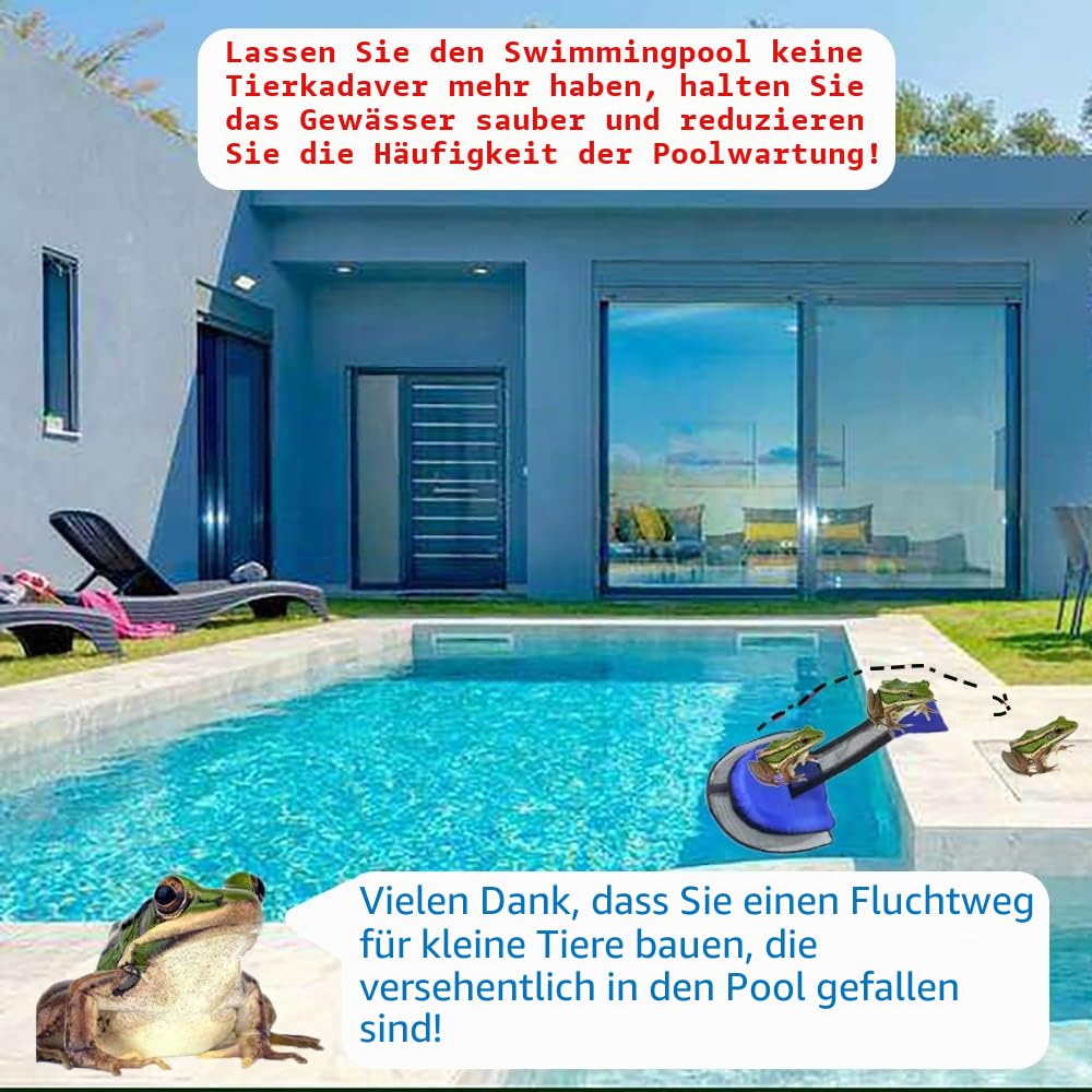 2 Stück Kleintier-Fluchtrampe mit Luftpumpe | Schwimmbad Rettungsrampe für Frösche, Kröten, Vögel, Mäuse & alle Kleintiere | Schwimmendes Rettungswerkzeug