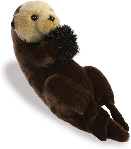 Aurora Adorable nutria marina de peluche Miyoni, detalle realista, compañía entrañable, marrón, 17 pulgadas