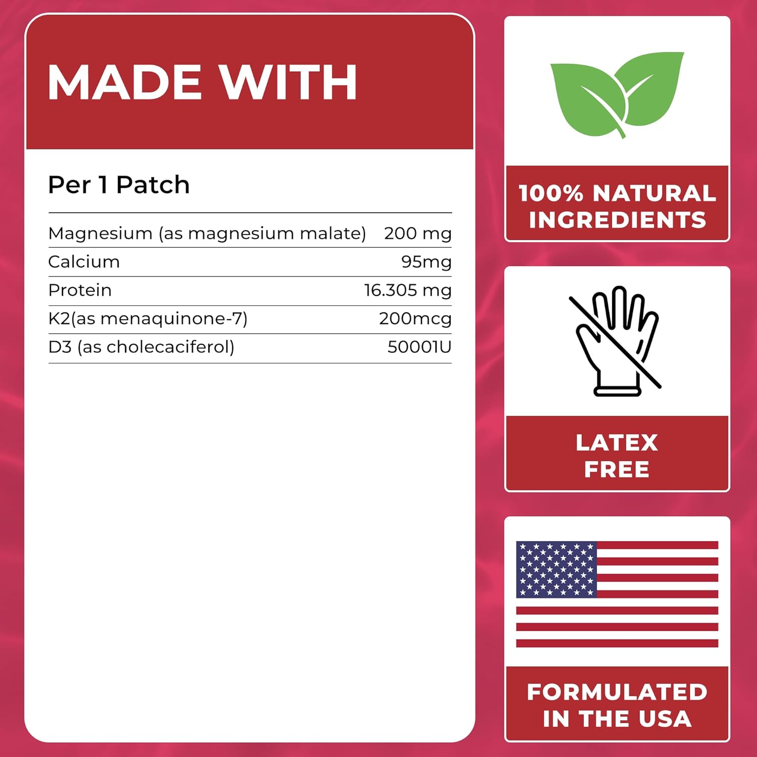 VIORY D3/K2 Patches (Pack of 60) - 100% Natural Patch for Women and Men - with Magnesium - Focus, Energy, Firming & Bariatric Support - Enhanced Formula - Image 5