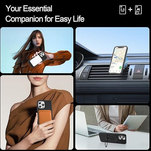 Miniatura 4 de Funda magnética diseñada para iPhone 12, iPhone 12 Pro, compatible con Magsafe soporte integrado parte trasera dura, borde suave, funda para