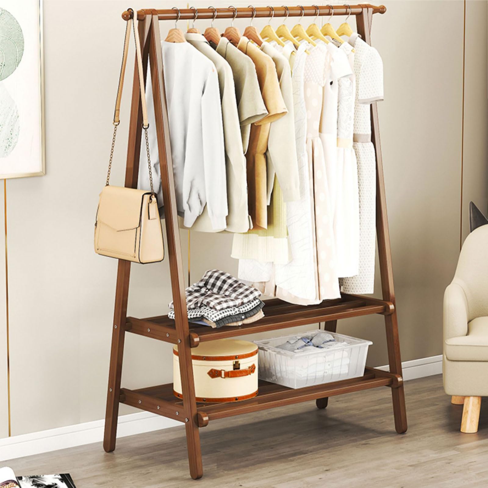 FCXWEVR Freestanding Coat Rack with Shoe Storage Sturdy Clothing Stand Entryway Stylish Hanger for Jackets & Shoes Ideal for Bedroom & Hallway