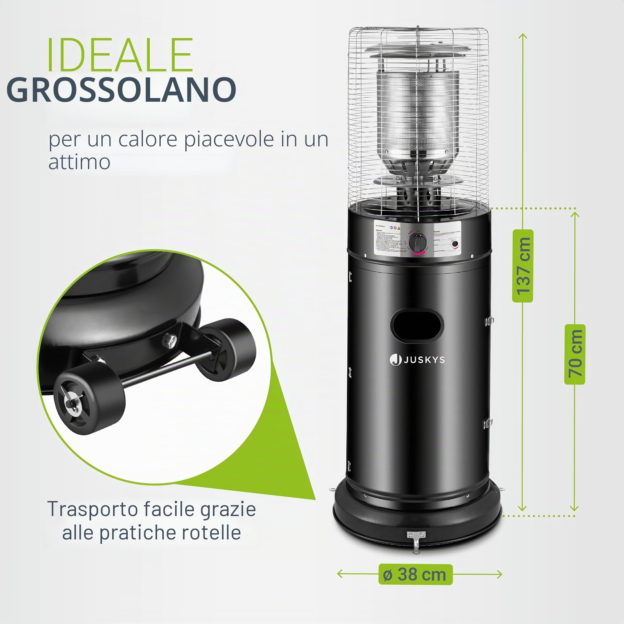 Juskys® Stufa Cuna per esterni con bruciatore a gas da 11 kW, per terrazza, balcone e giardino, per bombole di gas da 5 e 11 kg