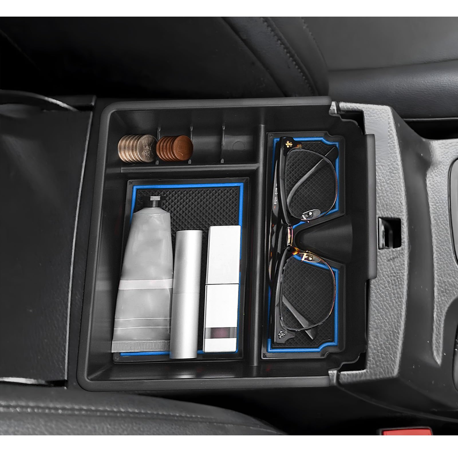 LUWU Ranger Center Console Organizer for 2019 2020 2021 2022 2023 Ford Ranger XL/XLT/Lariat/Raptor Accessories Armrest Console Storage Box Glove Organizer Tray ABS Material Blue