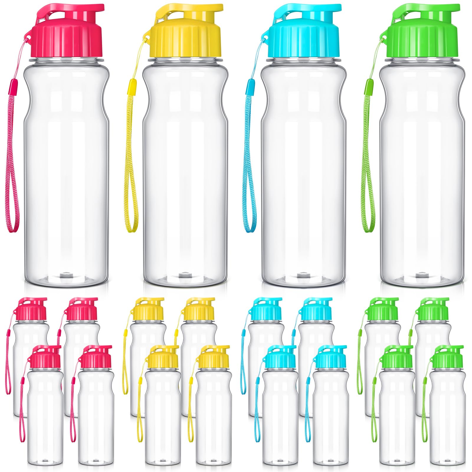 Tioncy 20 Pieces Plastic Water Bottles for Adults Bulk 17 oz Sport Drink Bottles with Handle Strap Lightweight Leakproof Drink Flip Top cups for Party