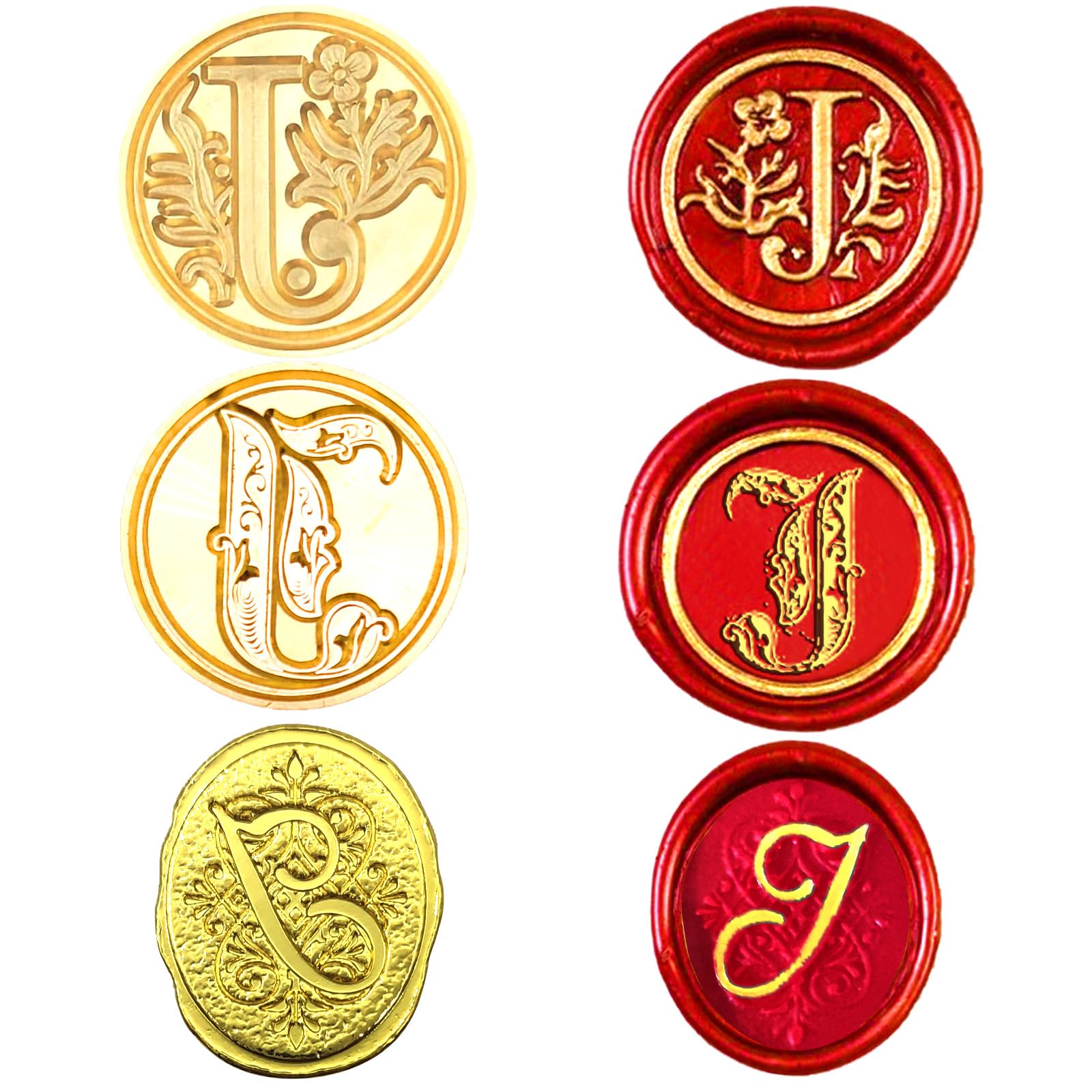 3 PCS Initial Alphabet J Wax Seal Stamp, Retro Medieval Brass Stamp Head Removable for Christmas Greeting Cards Envelopes Gift Wrap Wedding Invitations Wine Packages Embellishment (Letter J)