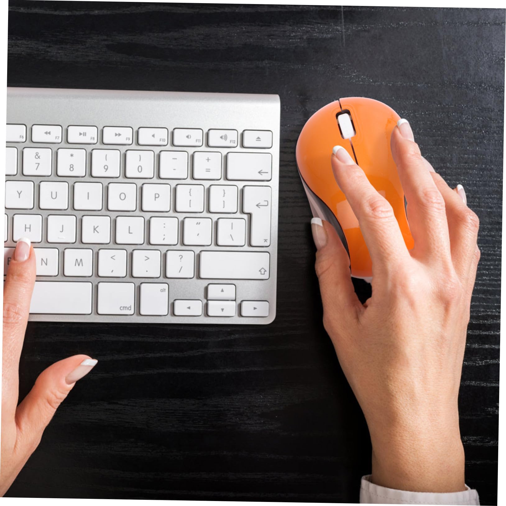 Mouse Wireless Piccolo Ricaricabile con Ricevitore Usb, Design Ergonomico in Abs, per Ufficio e Custodia Computer, Colore Arancia