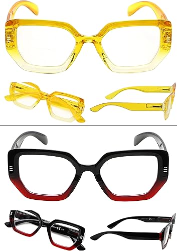 Miniatura 5 de LUR Gafas de lectura para mujer - 4 pares de lectores de moda para mujer +0.50