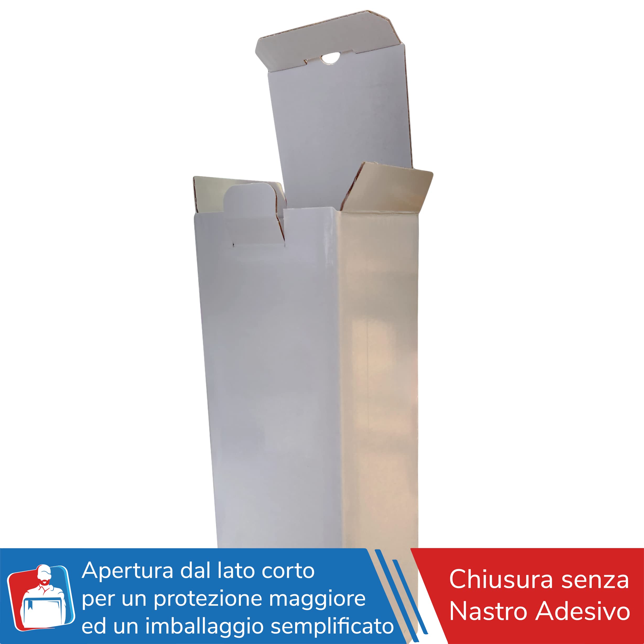 IMBALLAGGI 2000-20 scatole per bottiglie Magnum, bianche, automontanti, composte in cartone microonda, misura 11x11x36 cm, per proteggere le tue bottiglie durante la spedizione