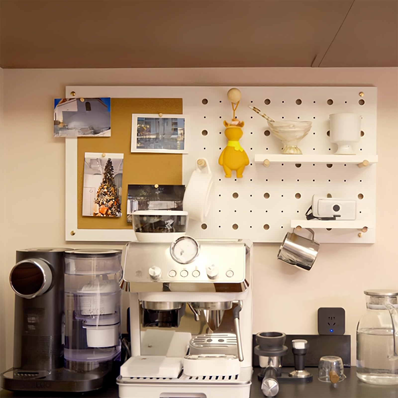 Kombinations-Organizer-Set aus Holz für Pegboard, Multifunktionale Stecktafel für Wand-Organizer, Bastelorganisation, Ornament-Ausstellung(White)