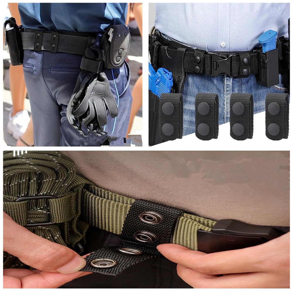 Passanti per Cintura Tattici, 10 Pezzi Doppio Scatto del Custode Della Cinghia, Supporto per cintura di servizio con doppi bottoni a pressione, passanti per cintura in nylon