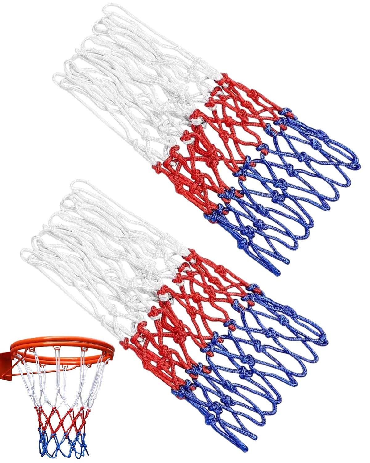 Set di 2 reti da basket in nylon di ricambio, 12 fori, per sport all'aperto, canestro standard