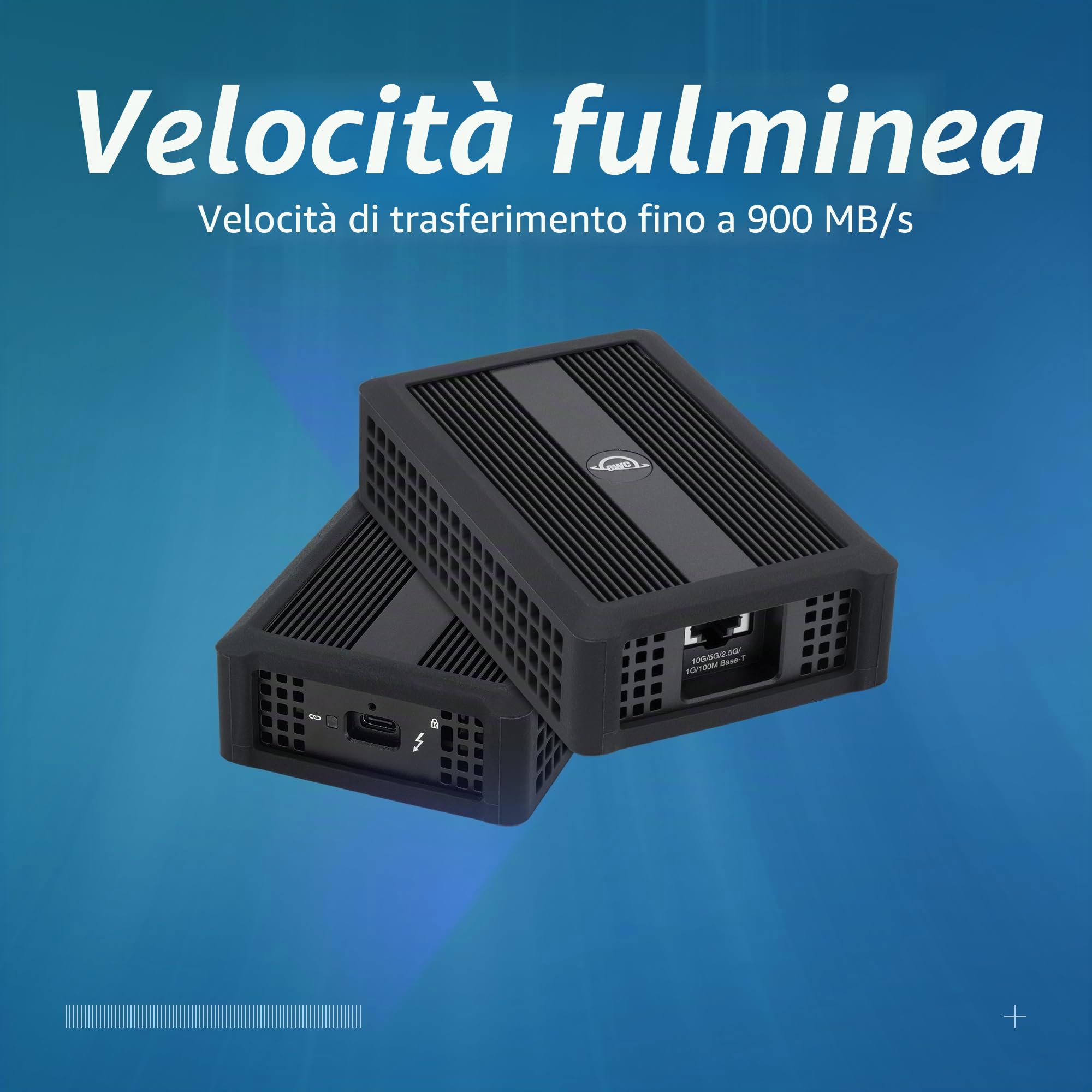 OWC Adattatore Ethernet Thunderbolt 4 10G, per connessioni di rete ad alta velocità, porta RJ45 supporta 10Gb/s, 5Gb/s, 2,5 Gb/s, 1 Gb/s e 100 Mb/s Base-T, compatibile con porte host Thunderbolt 4