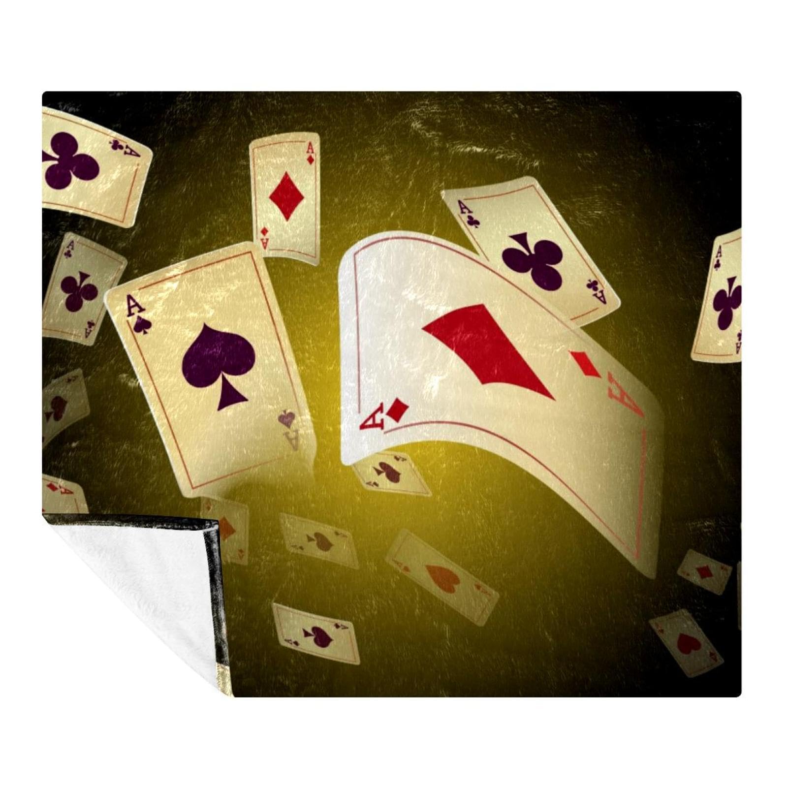 Couverture polaire Ace Poker Cards légère chaude et douce pour adulte et enfant
