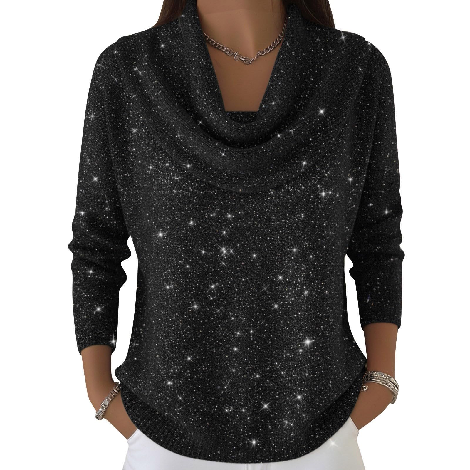 Sweater for Women Cowl Neck Long Sleeve Tops Knit Soft Oversized Pullover Sweaters Fashion Warm Winter Outfits