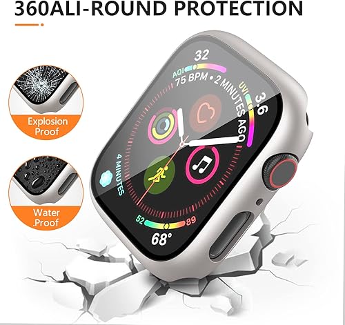 Miniatura 10 de Paquete de 3 fundas para Apple Watch Series 9, Series 8 Series 7 de 1.772 pulgadas, carcasa rígida de policarbonato con protector de pantalla de