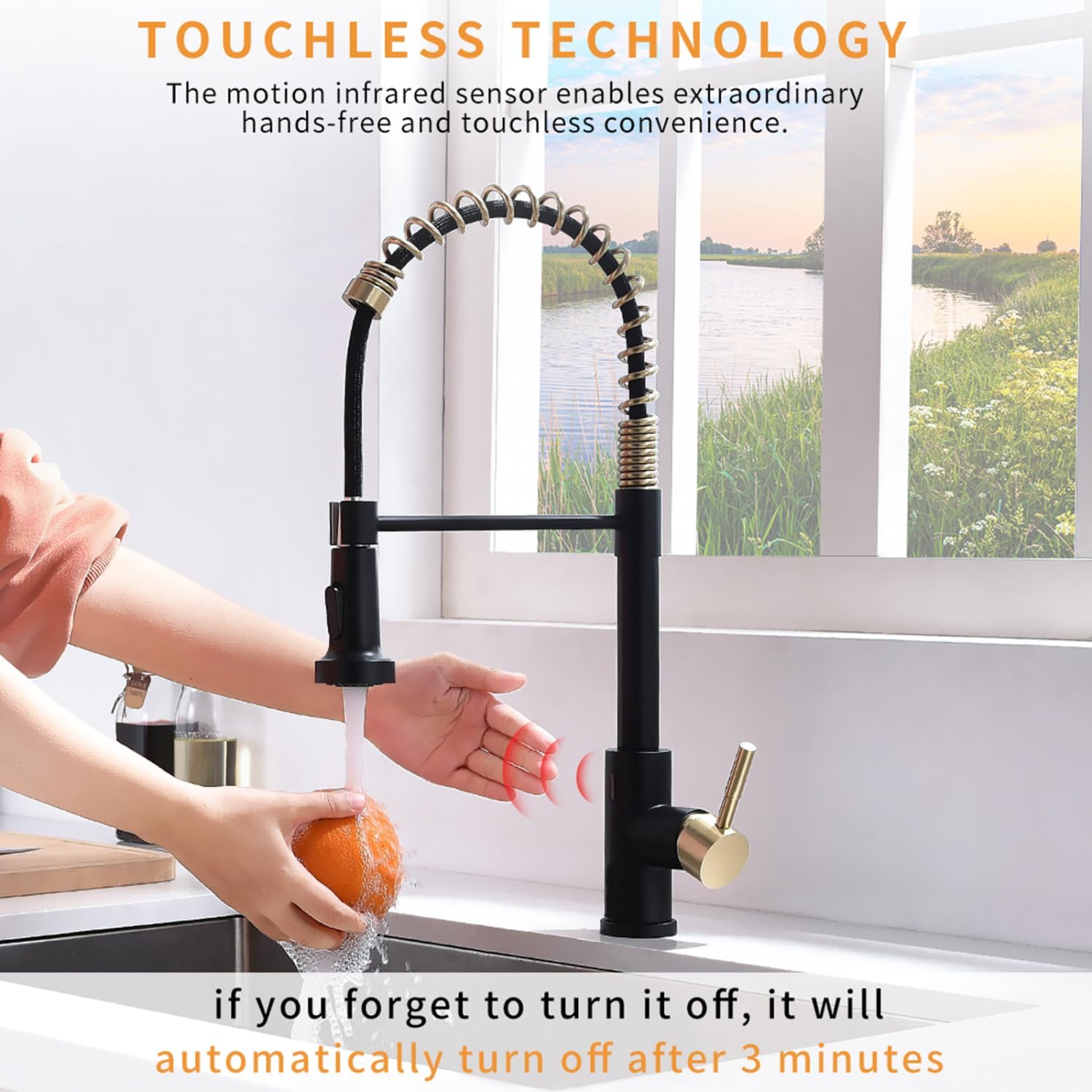 Touchless Kitchen Faucet, Hands Automatic Smart Kitchen Faucet Black Smart Kitchen Faucet