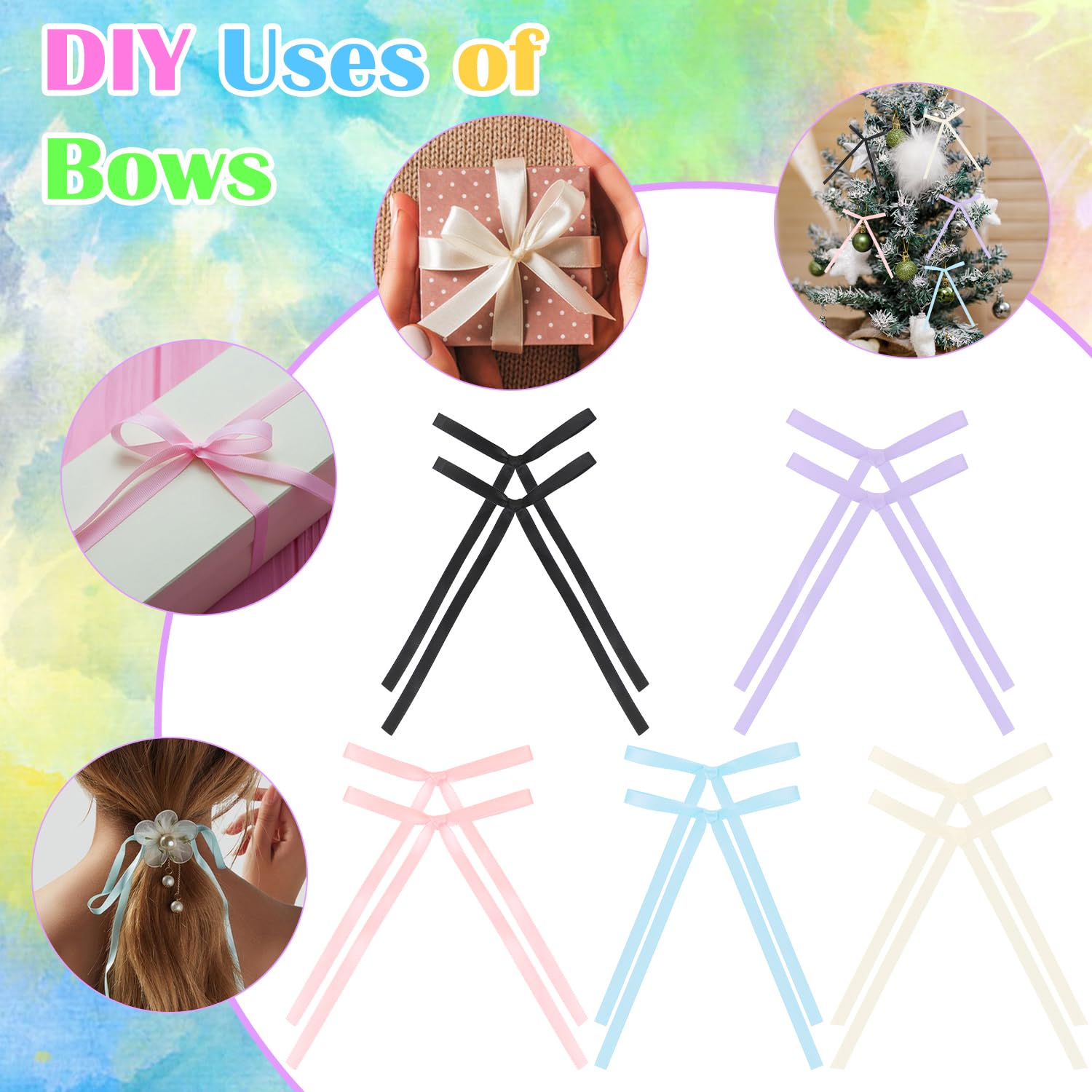36pcs Bows Cake Toppers,UHOMENY Bowknot Cake Decorations Cute Satin Ribbon Bows for Cake Flowers,Bags,Packaging Boxes,Christmas Tree - Image 3