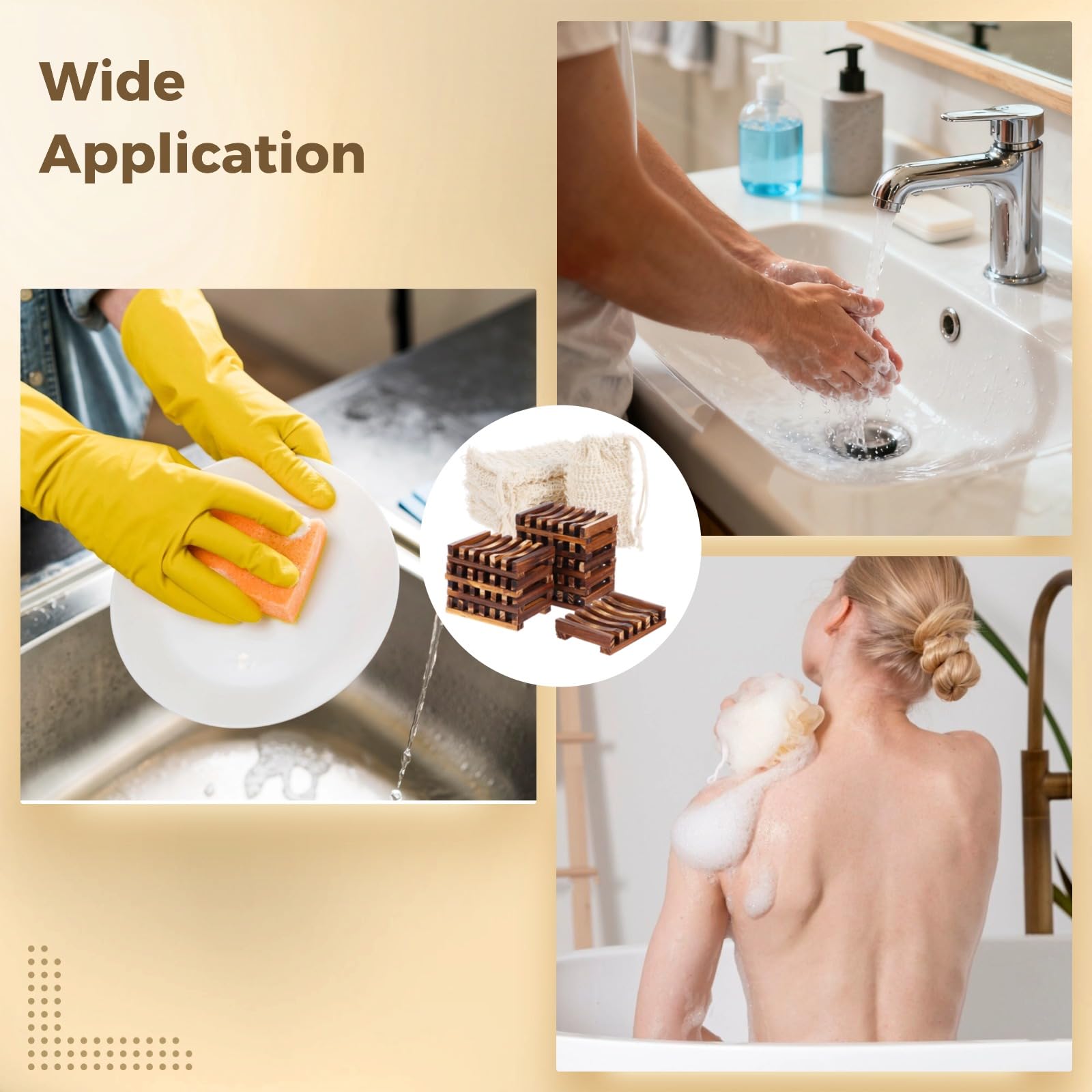 40-teiliges Seifenhalter-Set, 10 Holz-Seifenschalen mit transparenter feuchtigkeitsabweisender Beschichtung und 30 Baumwoll-Leinen-Seifenbeutel mit Kordelzug, für Bad, Dusche, Küche und Reise