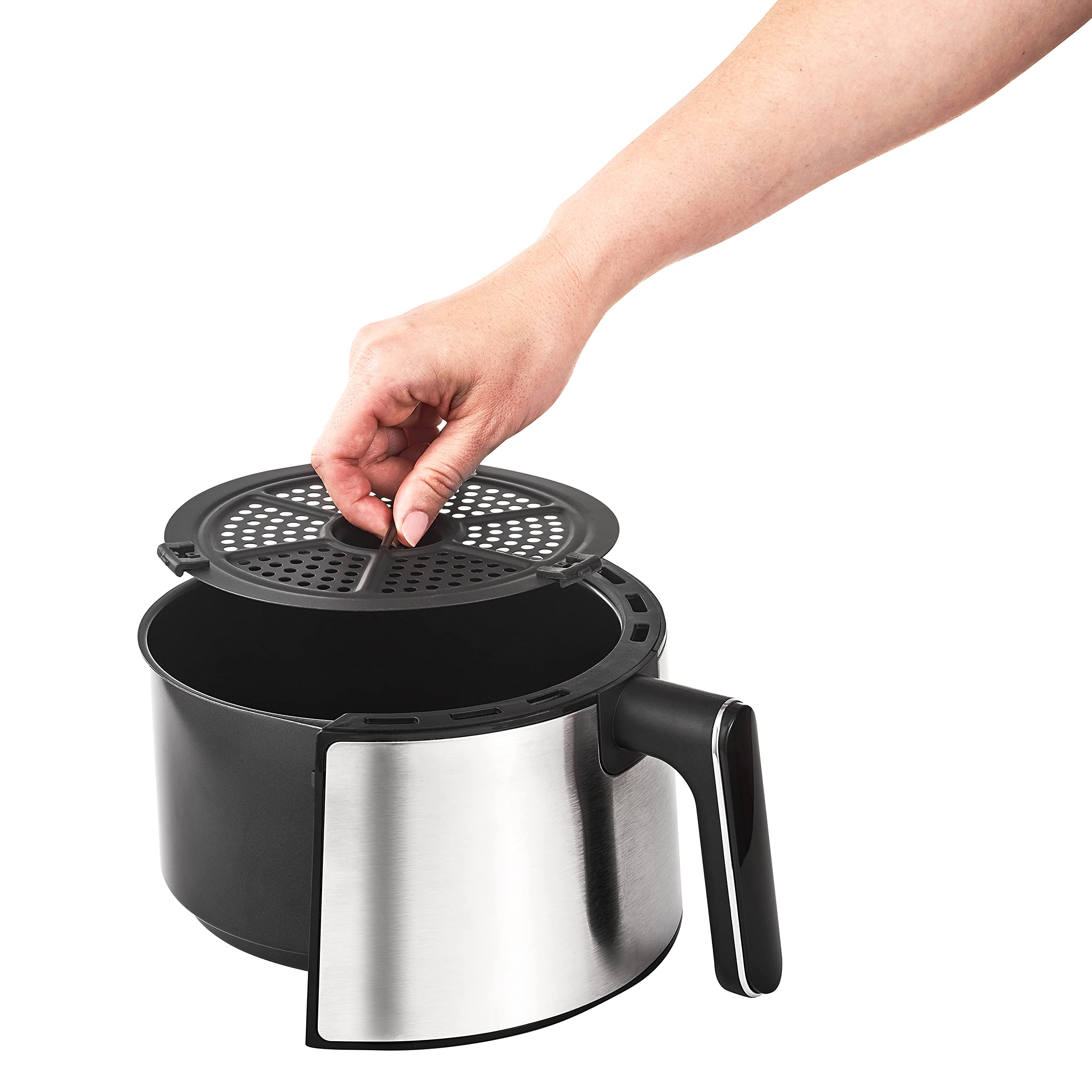 Crux 3QT Digital Air Fryer, Faster Pre-Heat, No-Oil Frying, Fast Healthy Evenly Cooked Meal Every Time, Dishwasher Safe Non Stick Pan and Crisping Tray for Easy Clean Up, Stainless Steel