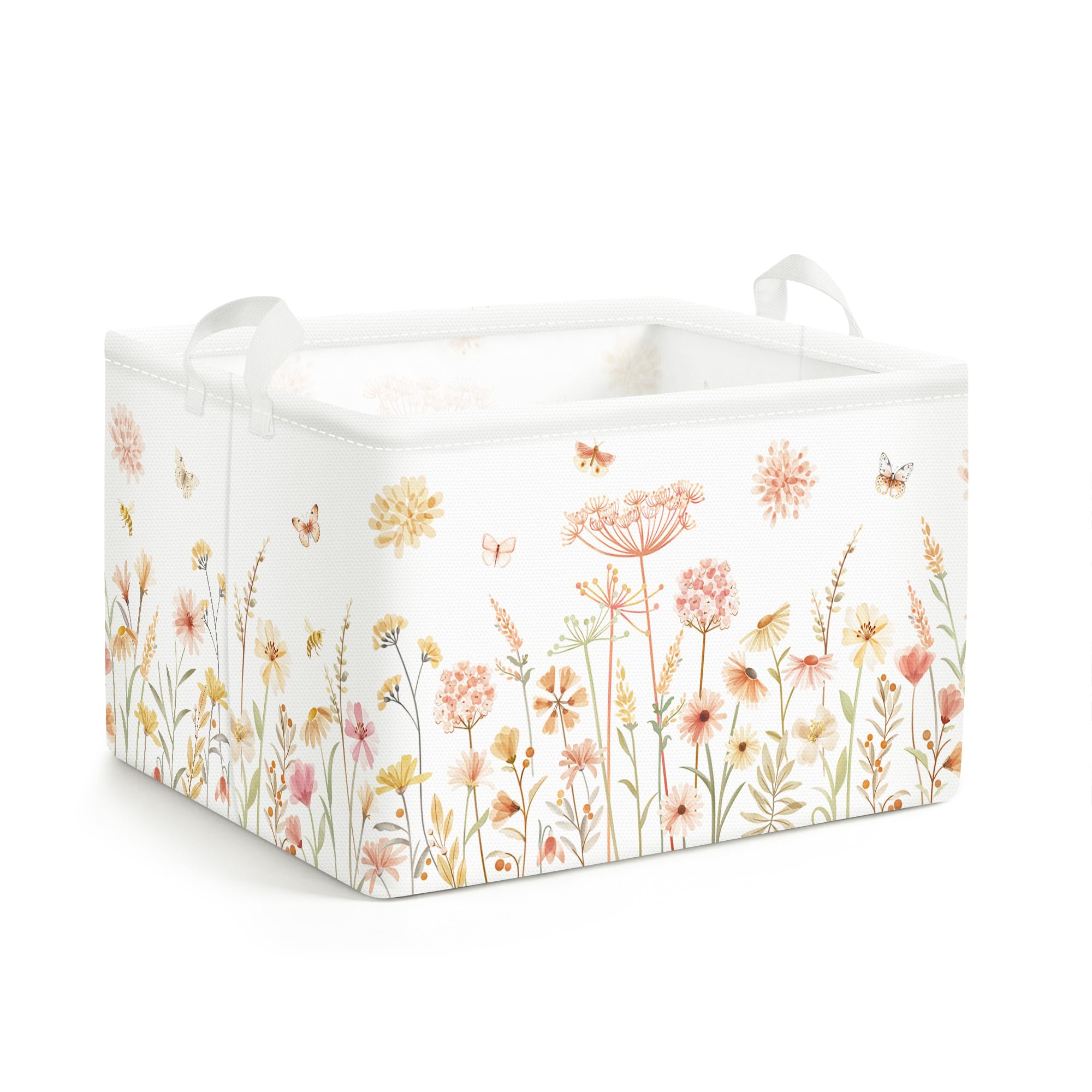 Clastyle 21L Kids Laundry Basket Flowers Clothes Toys Storage Box