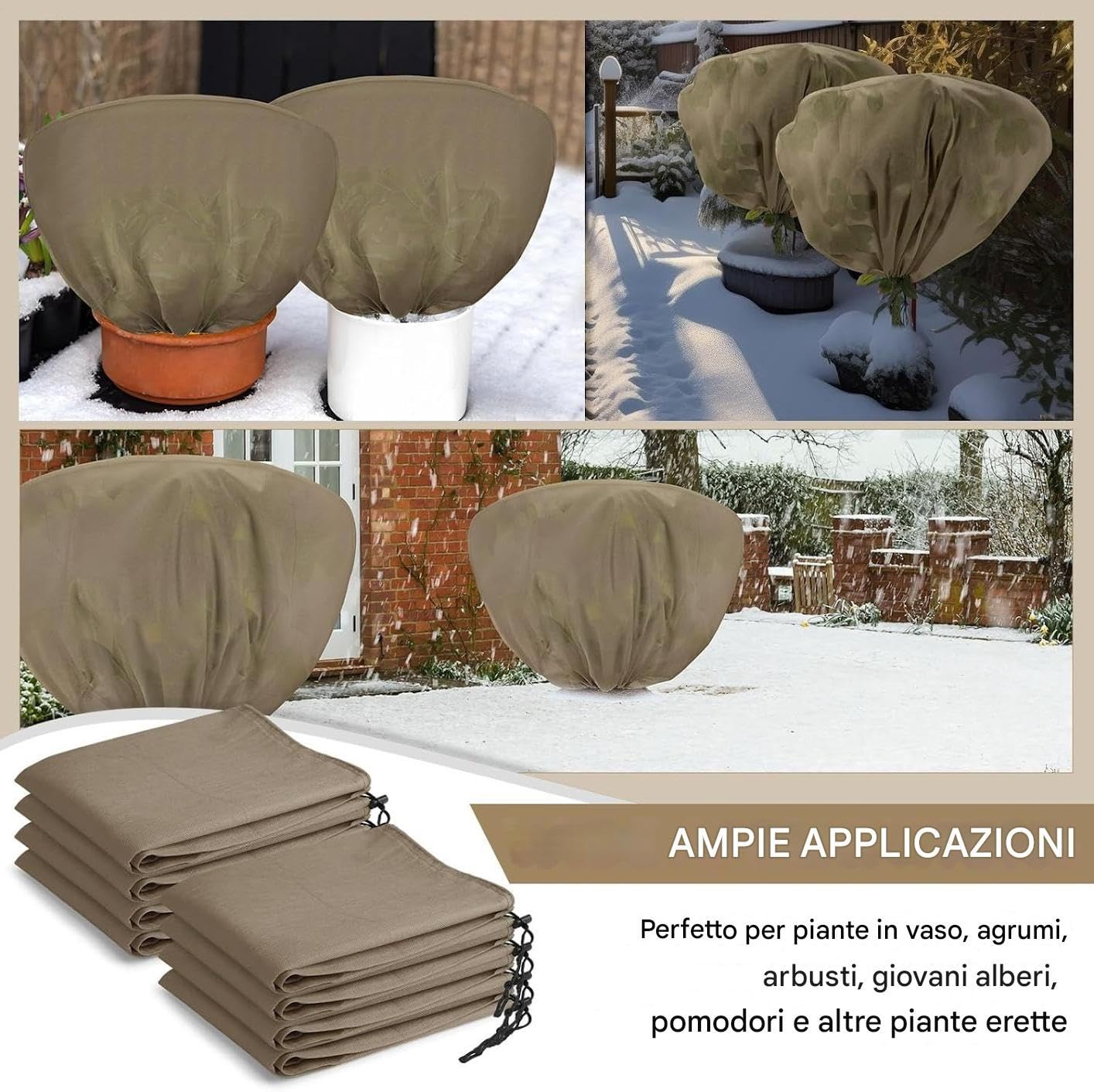 Generico Antigelo - Coperta per Piante in Tessuto Non Tessuto | Coperture | per Piante Protezione Antigelo, Giaca Antigello Resistente al Coperta Calda con Coulisse per Arbusto Albero Prato Giardino